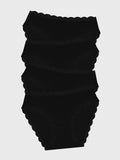 Mid Rise High Leg Knicker Four Pack - Black