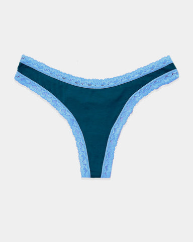 Thong - Midnight Neon Blue  Sustainable TENCEL™ Lace Underwear – Stripe &  Stare