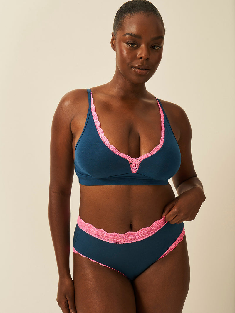 Lace Plunge Bra - Midnight Neon Pink Wholegood Inter-United Ltd