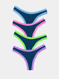 Thong Four Pack - Midnight Neon