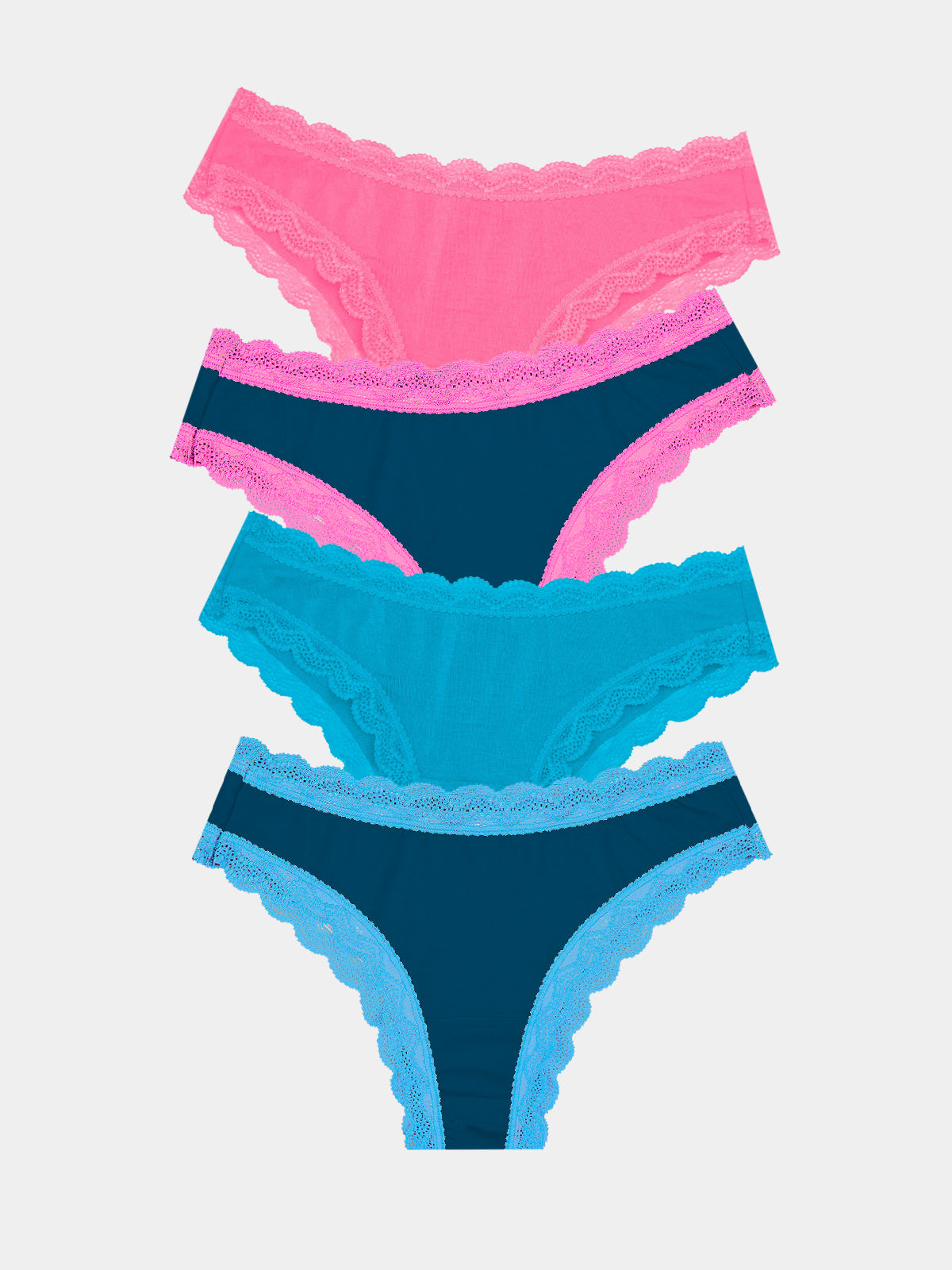 Brazilian Knicker Four Pack - Midnight Neon Pink & Blue Charming Garment Enterprises Co