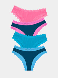Brazilian Knicker Four Pack - Midnight Neon Pink & Blue Charming Garment Enterprises Co