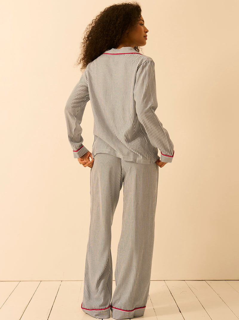 Soft Brushed Woven Pyjama Bottoms - Midnight Stripe