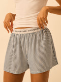 Soft Brushed Woven Pyjama Shorts - Midnight Stripe