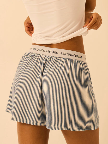 Soft Brushed Woven Pyjama Shorts - Midnight Stripe