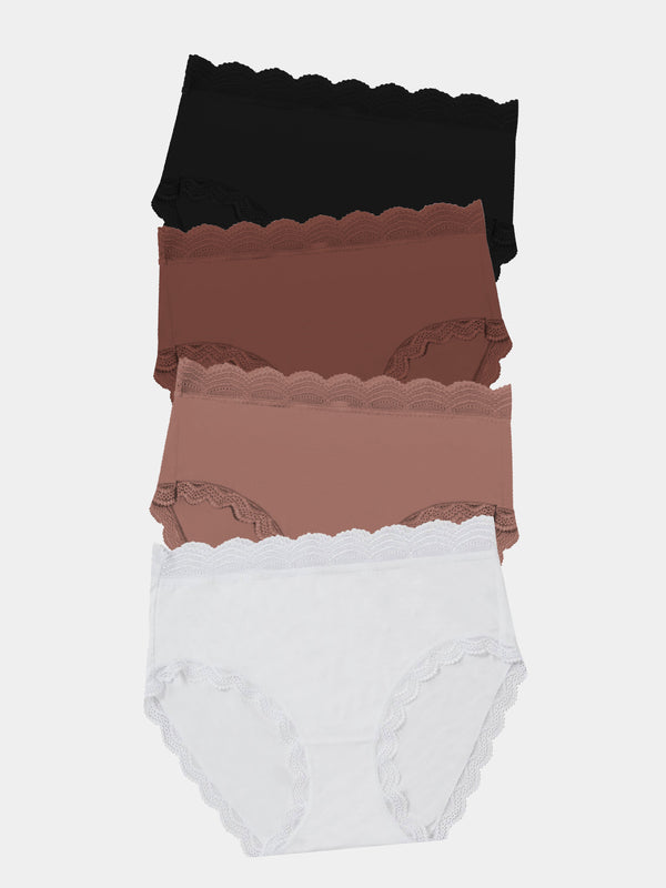 High Rise Knicker Four Pack - Mocha Essentials Stripe & Stare®