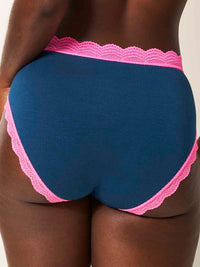 High Rise Knicker - Midnight Neon Pink Stripe & Stare