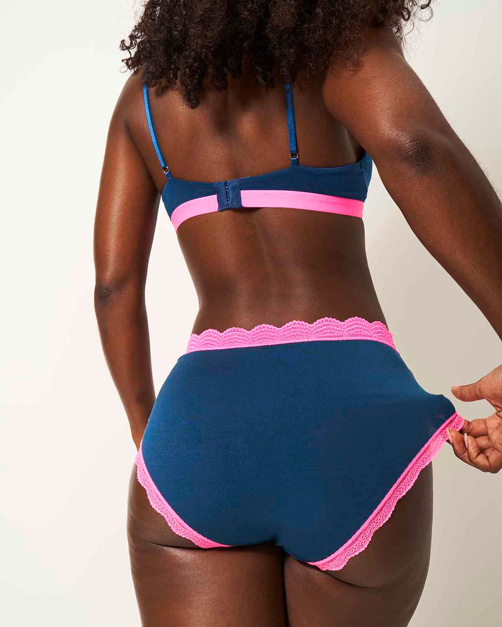 High Rise Knicker - Midnight Neon Pink Stripe & Stare