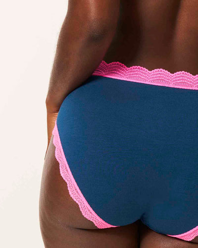 High Rise Knicker - Midnight Neon Pink Stripe & Stare