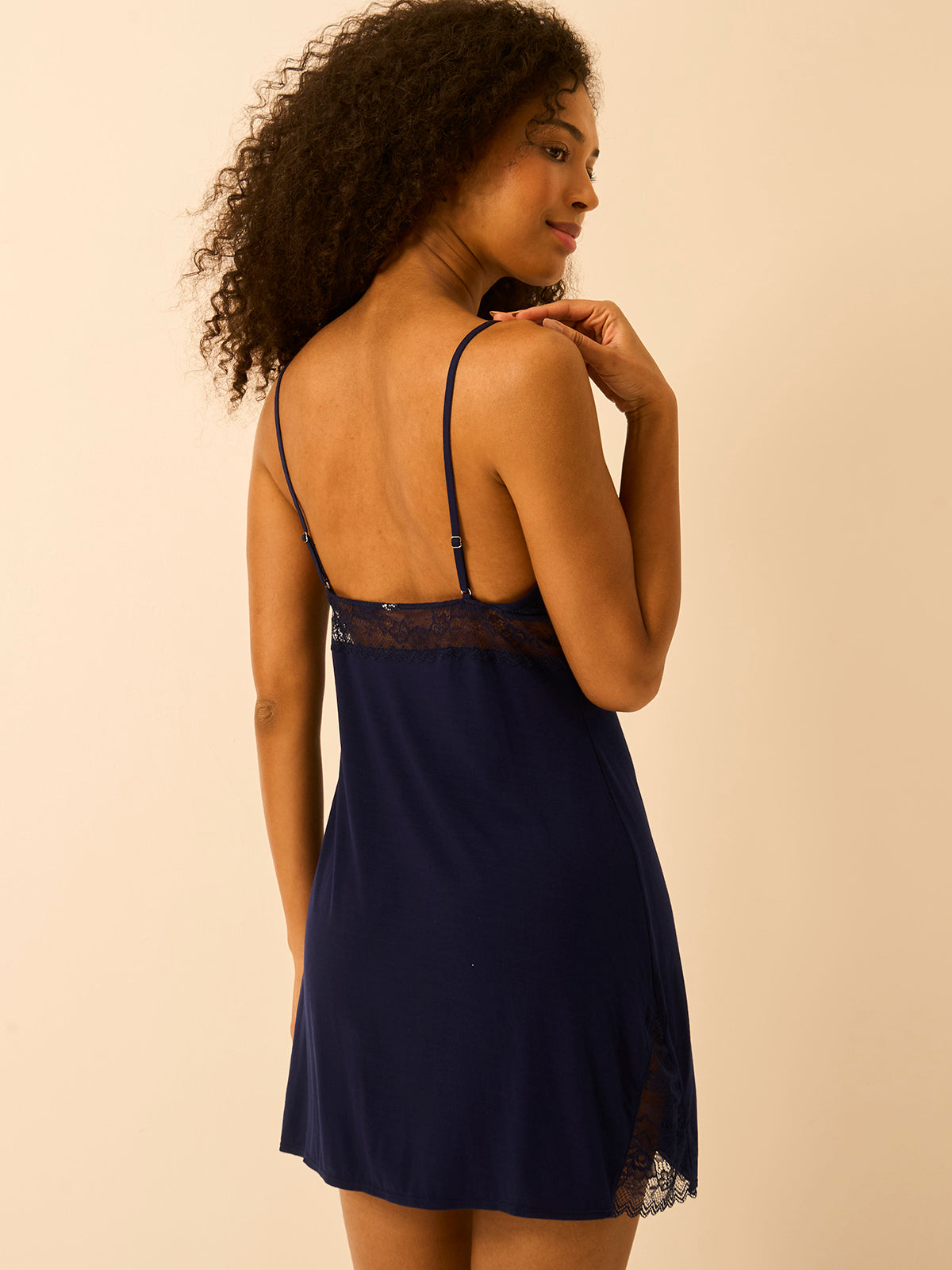Eco Lace Slip Dress - Navy