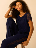 Eco Lace Long Pyjama Bottoms - Navy