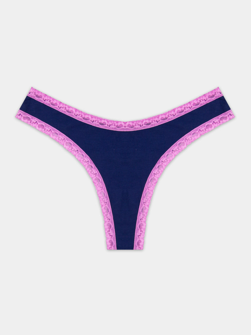 Thong - Navy & Sweet Violet