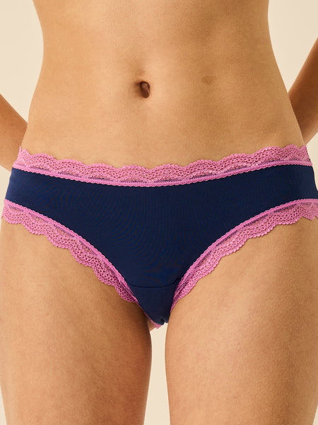 Brazilian Knicker - Navy & Sweet Violet