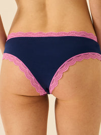 Brazilian Knicker - Navy & Sweet Violet