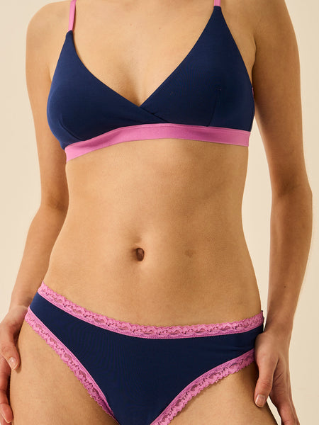 Crossover Bra - Navy & Sweet Violet