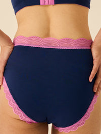 High Rise Knicker - Navy & Sweet Violet