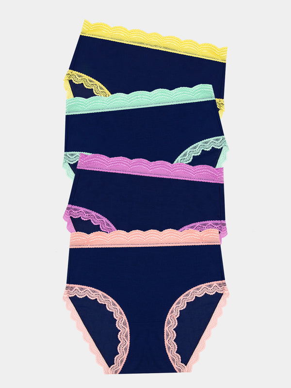 High Rise Knicker Four Pack - Navy Pastels Wholegood Inter-United Ltd
