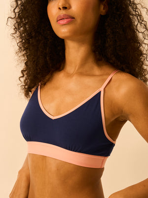 T-Shirt Bra - Navy & Neon Peach