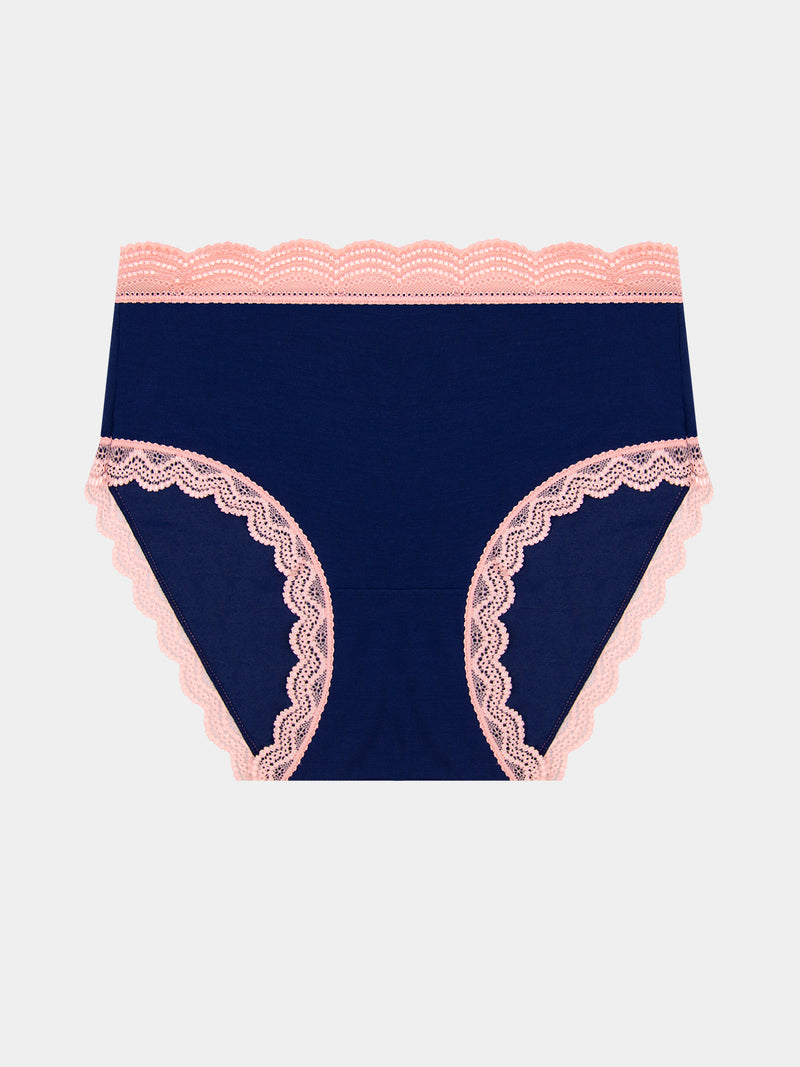 High Rise Knicker - Navy & Neon Peach Wholegood Inter-United Ltd