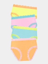 High Rise Knicker Four Pack - Neon Candy Stripe & Stare