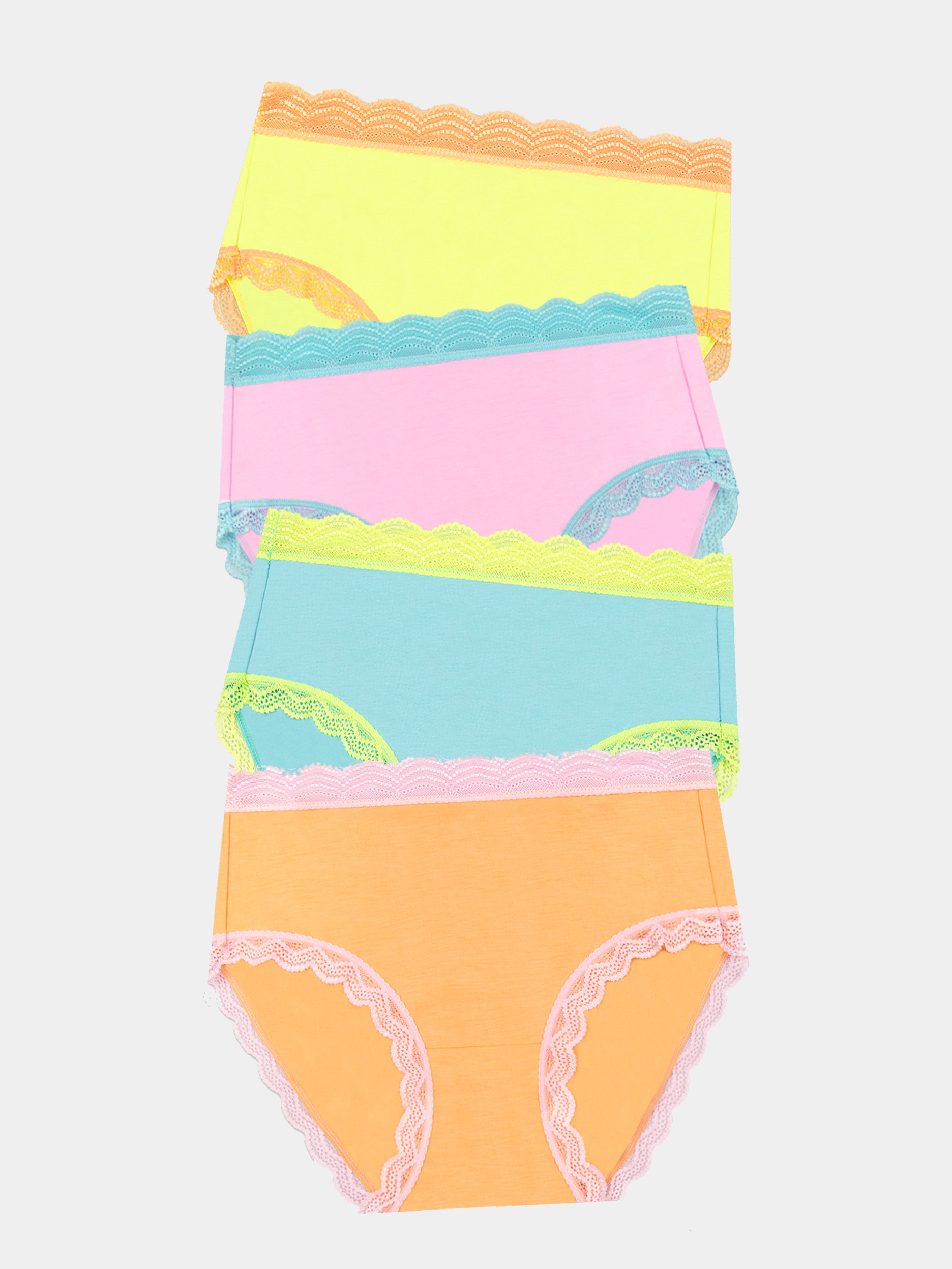 High Rise Knicker Four Pack Neon Candy