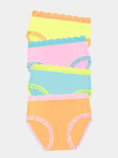 High Rise Knicker Four Pack - Neon Candy