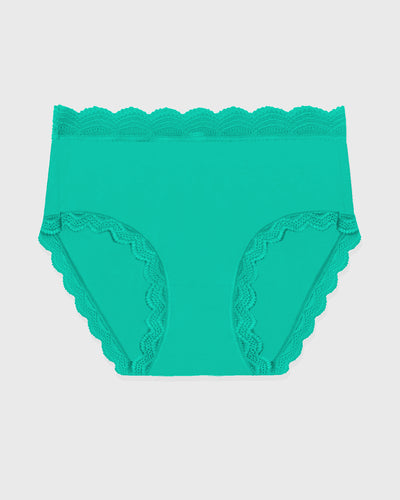 High Rise Knicker - Neon Mint Stripe & Stare