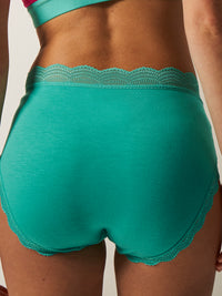 High Rise Knicker - Neon Mint Stripe & Stare