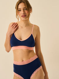 T-Shirt Bra - Navy & Neon Peach