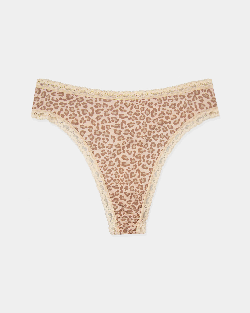 High Waisted Thong - Neutral Leopard Sand Stripe & Stare