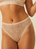 High Waisted Thong - Neutral Leopard Sand