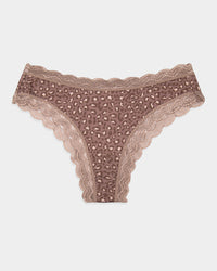 Brazilian Knicker - Neutral Leopard Taupe Stripe & Stare