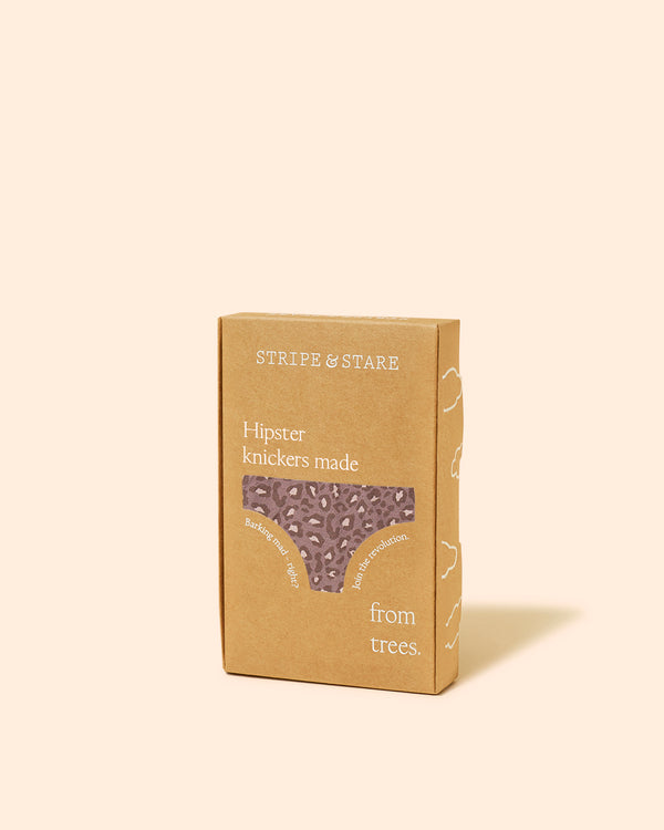 Hipster Knicker - Neutral Leopard Taupe Stripe & Stare