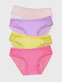 Eco Lace Original Knicker Four Pack - Summer Brights