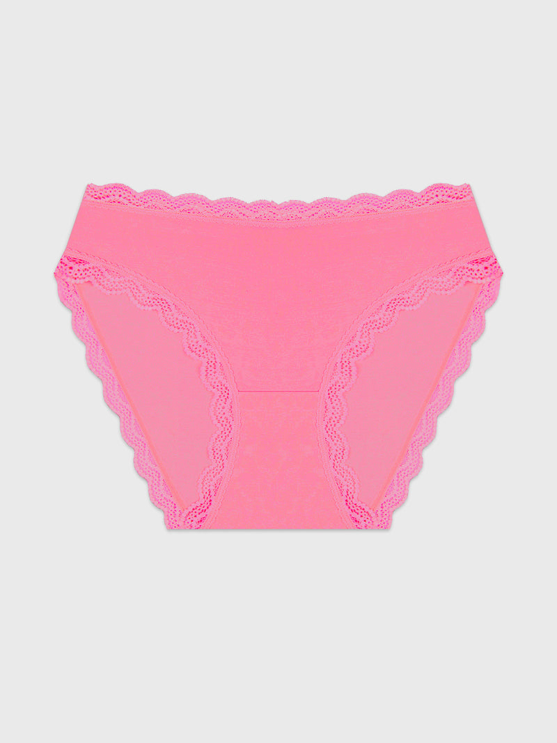Mid Rise High Leg Knicker - Pop Pink