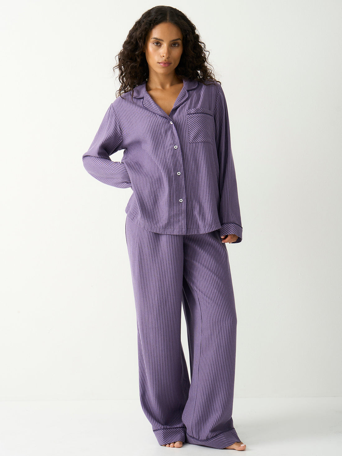 Soft Brushed Woven Pyjama Bottoms - Night Fog