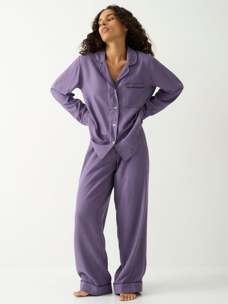 Soft Brushed Woven Pyjama Top - Night Fog