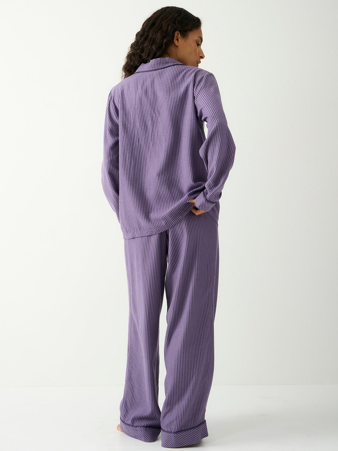 Soft Brushed Woven Pyjama Top - Night Fog