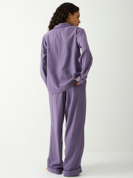 Soft Brushed Woven Pyjama Top - Night Fog