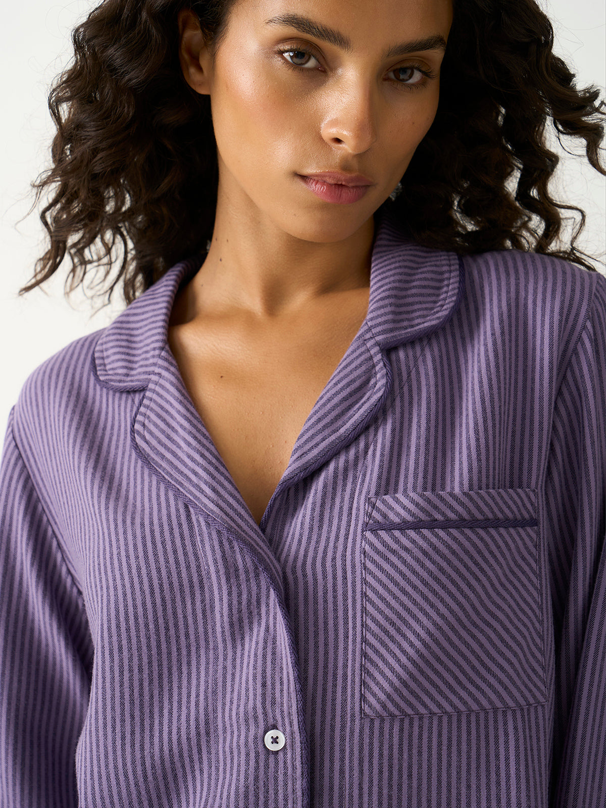Soft Brushed Woven Pyjama Top - Night Fog