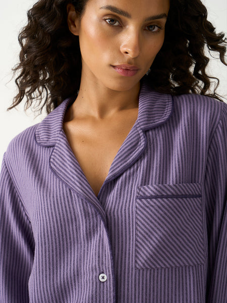 Soft Brushed Woven Pyjama Top - Night Fog