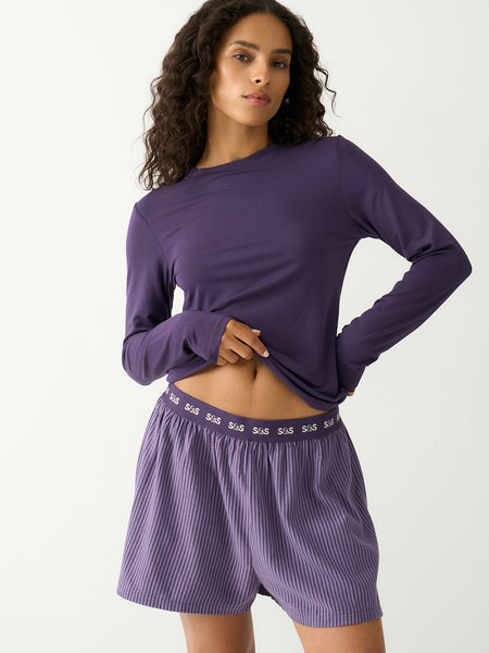 Soft Brushed Woven Pyjama Shorts - Night Fog