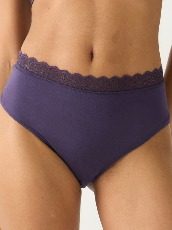 ZigZag Lace High Rise Knicker - Night Fog