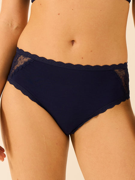 Eco Lace High Rise Knicker Four Pack - Navy & Pale Pink