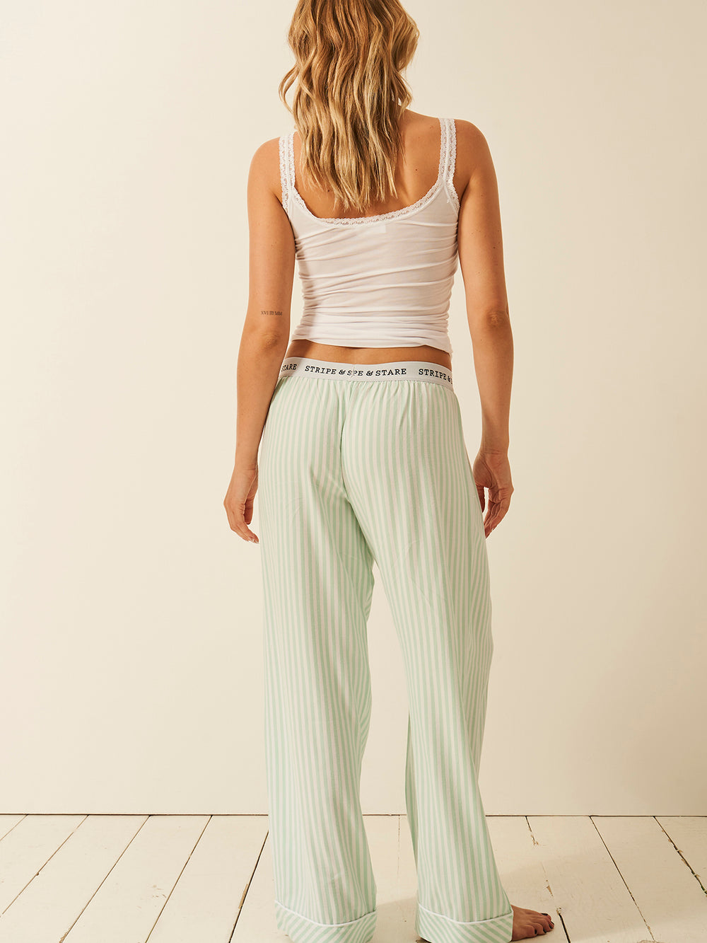 Soft Brushed Woven Pyjama Bottoms - Opal Stripe Anjos & Lourenco