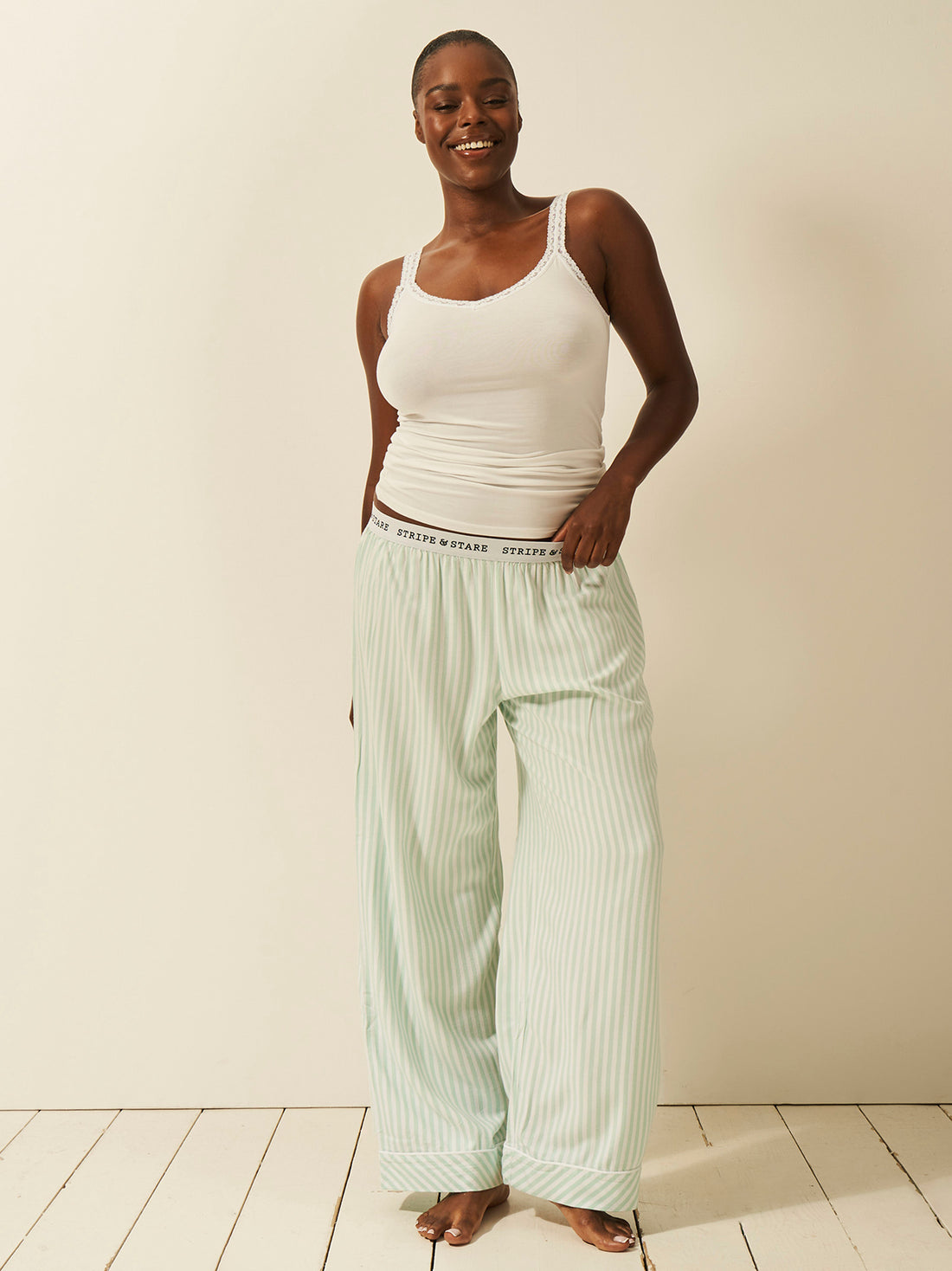 Soft Brushed Woven Pyjama Bottoms - Opal Stripe Anjos & Lourenco