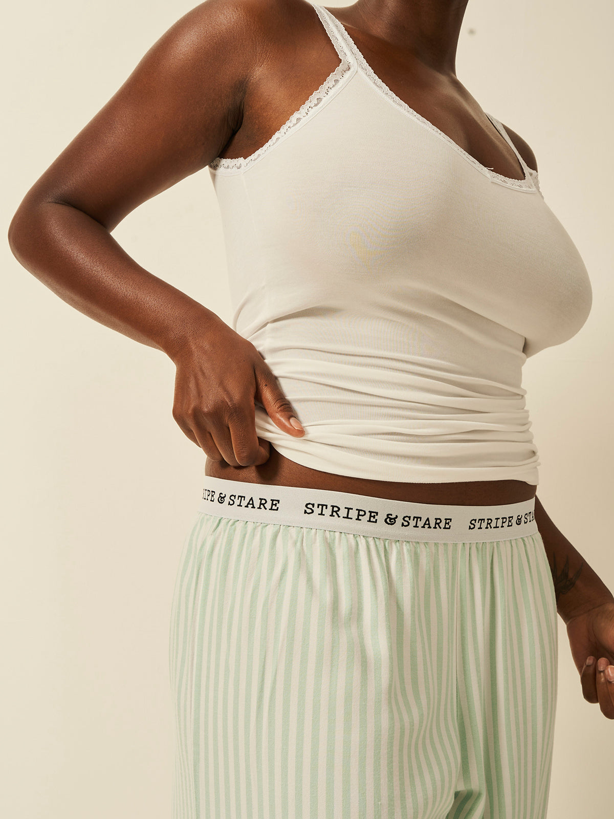 Soft Brushed Woven Pyjama Bottoms - Opal Stripe Anjos & Lourenco