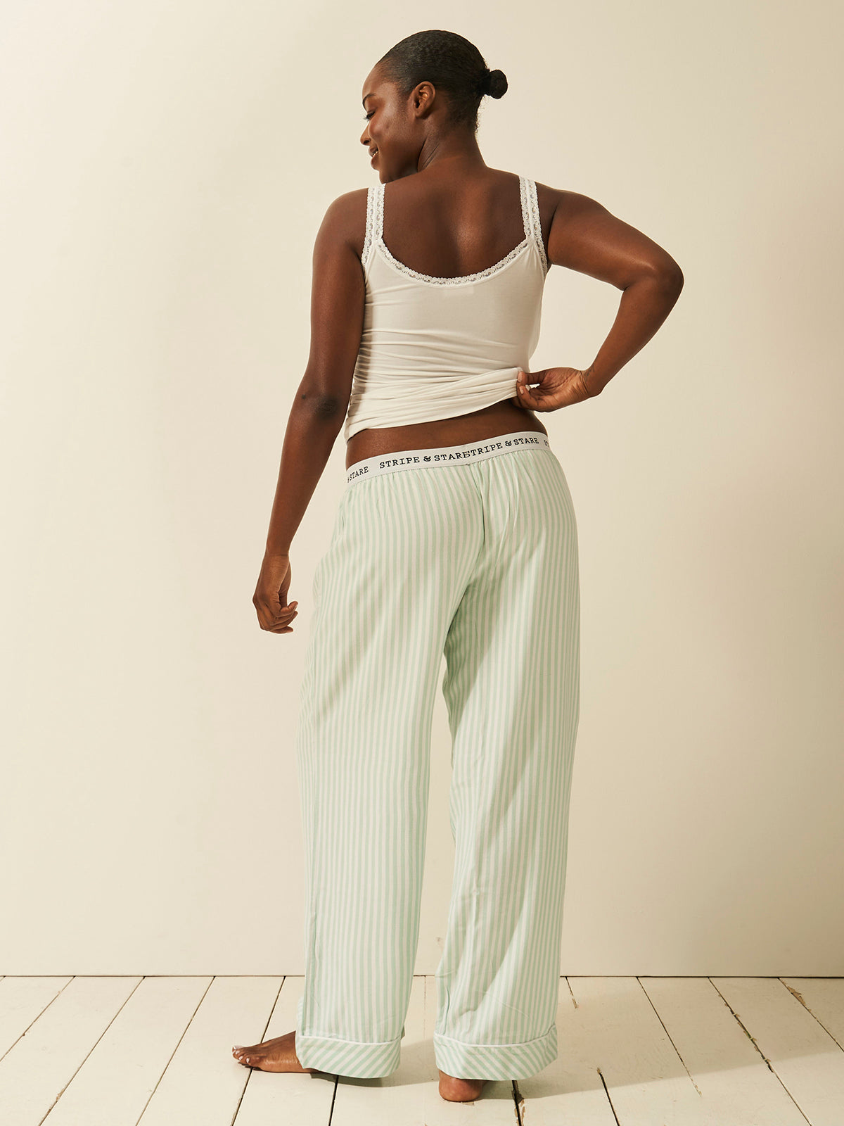 Soft Brushed Woven Pyjama Bottoms - Opal Stripe Anjos & Lourenco