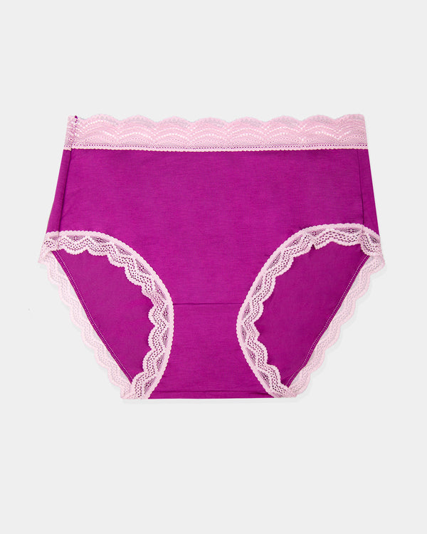 High Rise Knicker - Orchid and Candyfloss Stripe & Stare