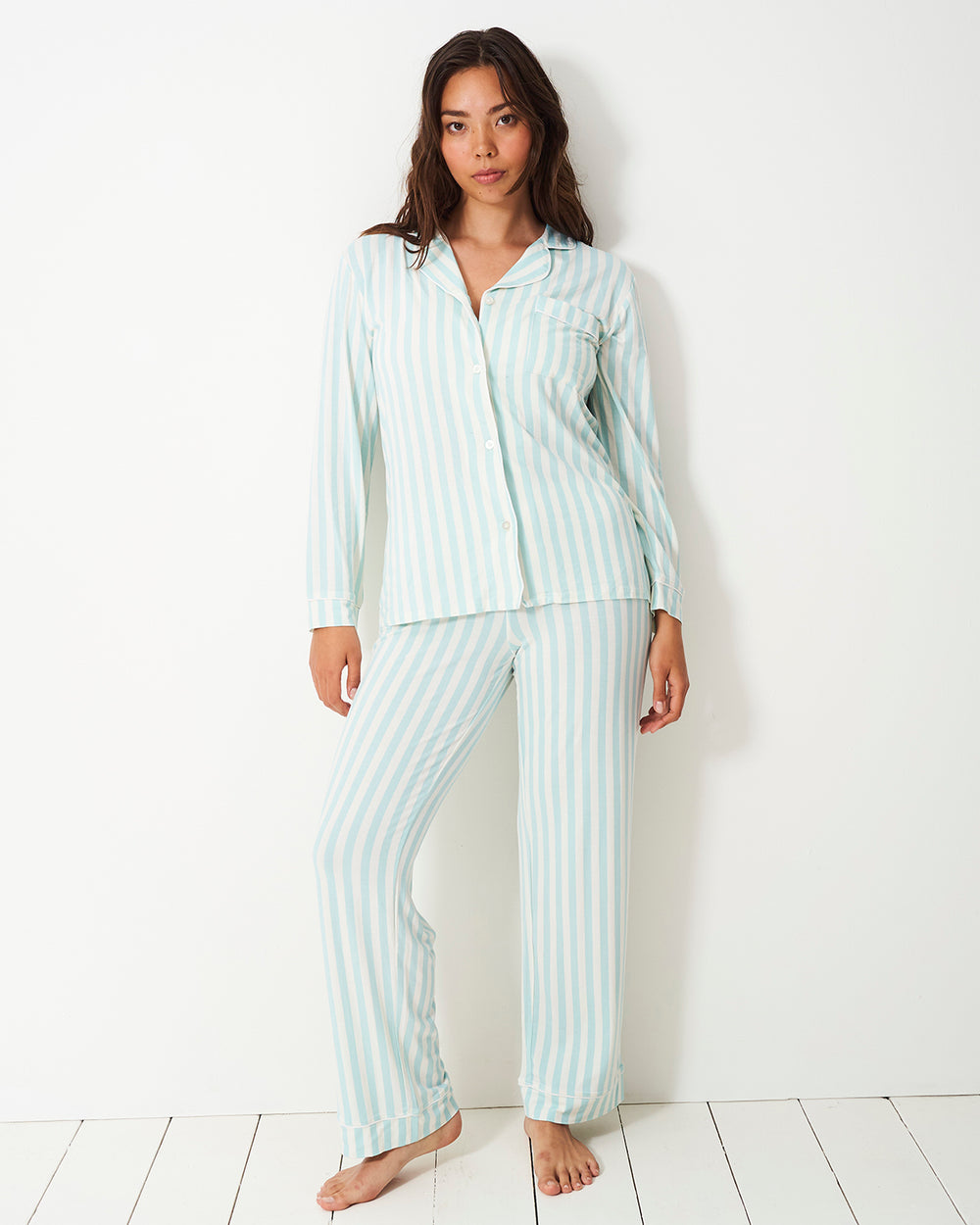 Long Pyjama Set - Pale Blue Stripe Stripe & Stare
